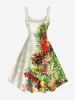 Robe débardeur grande taille à imprimé ombré de fruits, pommes de pin et feuilles pour le Nouvel An - Multi-F 2X