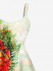 Robe débardeur grande taille à imprimé ombré de fruits, pommes de pin et feuilles pour le Nouvel An - Multi-F 2X