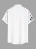 Chemise Imprimé Ville et Feuilles de Football Aquarelle avec Poche Kangourou Grande Taille pour Homme - Blanc S