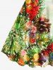 Robe débardeur grande taille à imprimé ombré de fruits, pommes de pin et feuilles pour le Nouvel An - Multi-F 2X