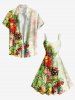 Robe débardeur grande taille à imprimé ombré de fruits, pommes de pin et feuilles pour le Nouvel An - Multi-F 2X