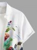 Chemise Imprimé Ville et Feuilles de Football Aquarelle avec Poche Kangourou Grande Taille pour Homme - Blanc M