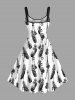 Plus Size Feather Tassel Print Hawaii A Line Tank Dress -  