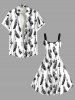 Plus Size Feather Tassel Print Hawaii A Line Tank Dress -  