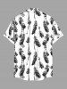 Plus Size Feather Tassel Print Hawaii Button Pocket Shirt For Men -  