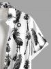 Plus Size Feather Tassel Print Hawaii Button Pocket Shirt For Men -  