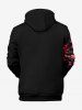Sweat à Capuche Grande Taille Imprimé Branche Florale à Manches Longues avec Poche Kangourou pour Homme - Noir 8XL