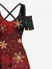 Plus Size Christmas Snowflake Floral Pin Dot Tie Dye Ombre Print Crisscross A Line Maxi Dress -  