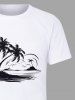 Plus Size Coconut Tree Bird Seascape Print Hawaii T-shirt For Men -  