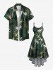 Plus Size Coconut Tree Print High Low Hawaii Cami Dress -  