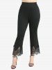 Plus Size Scalloped Floral Lace Tassel Trim Pockets Flare Pants -  