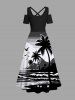Coconut Tree Bird Seascape Print Plus Size Matching Hawaii Beach Outfit For Couples -  