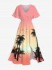 Coconut Tree Bird Ombre Print Plus Size Matching Hawaii Beach Outfit For Couples -  