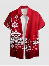 Plus Size Christmas Snowflake Ombre Glitter 3D Print Buttons Pocket Shirt For Men -  
