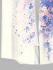 Watercolor Flowers Leaf Print Plus Size Matching Hawaii Beach Outfit For Couples -  