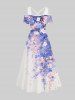 Watercolor Flowers Leaf Print Plus Size Matching Hawaii Beach Outfit For Couples -  