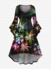 Colorful Glitter Fireworks Floral Print Party New Years Eve Plus Size Matching Outfit For Couples -  