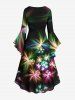 Colorful Glitter Fireworks Floral Print Party New Years Eve Plus Size Matching Outfit For Couples -  