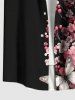 Plus Size Flower Butterfly Print Hawaii Button Pocket Shirt For Men -  