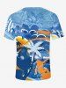 Plus Size Coconut Tree Plane Sea Waves Surfer Print Hawaii T-shirt For Men -  