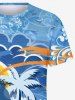 Plus Size Coconut Tree Plane Sea Waves Surfer Print Hawaii T-shirt For Men -  