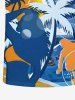Plus Size Coconut Tree Plane Sea Waves Surfer Print Hawaii T-shirt For Men -  