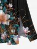 Plus Size Ombre Floral Leaf Branch Print Hawaii Split Pocket A Line Midi Dress -  