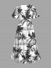 Plus Size Coconut Tree Tie Dye Print Split Hawaii Midi Dress -  