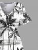 Plus Size Coconut Tree Tie Dye Print Split Hawaii Midi Dress -  