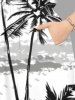 Plus Size Coconut Tree Tie Dye Print Split Hawaii Midi Dress -  