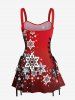 Christmas Snowflake Ombre Glitter 3D Print Lace Up Tank Dress -  