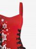 Christmas Snowflake Ombre Glitter 3D Print Lace Up Tank Dress -  