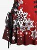 Christmas Snowflake Ombre Glitter 3D Print Lace Up Tank Dress -  