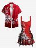 Christmas Snowflake Ombre Glitter 3D Print Lace Up Tank Dress -  