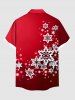 Chemise à poches boutonnées grande taille pour homme, motif flocons de neige ombrés pailletés 3D - Rouge M