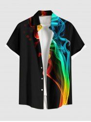 Chemise à poches boutonnées grande taille pour homme, imprimé ombré coloré et fumé - Noir 4XL