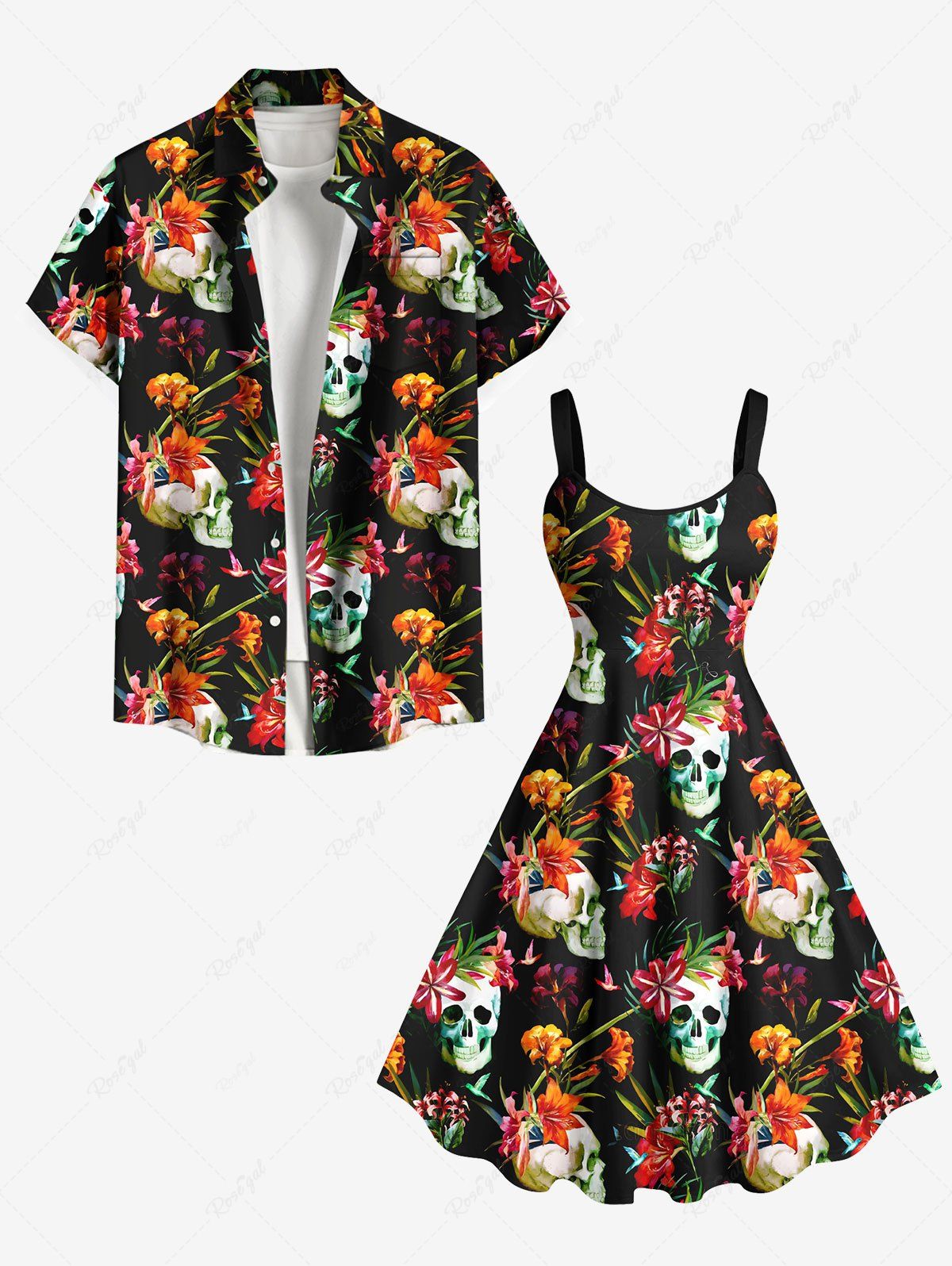 Costume de Plage Grande Taille Imprimé à Fleurs et Feuilles Tropicales Noir 