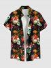 Costume de Plage Grande Taille Imprimé à Fleurs et Feuilles Tropicales - Noir 