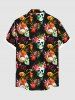 Costume de Plage Grande Taille Imprimé à Fleurs et Feuilles Tropicales - Noir 