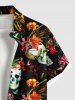 Costume de Plage Grande Taille Imprimé à Fleurs et Feuilles Tropicales - Noir 