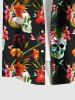 Costume de Plage Grande Taille Imprimé à Fleurs et Feuilles Tropicales - Noir 