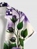 Floral Leaf Butterfly Ombre Cloud Newspaper Print Plus Size Matching Outfit For Couples -  