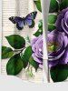 Floral Leaf Butterfly Ombre Cloud Newspaper Print Plus Size Matching Outfit For Couples -  