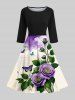 Floral Leaf Butterfly Ombre Cloud Newspaper Print Plus Size Matching Outfit For Couples -  
