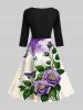 Floral Leaf Butterfly Ombre Cloud Newspaper Print Plus Size Matching Outfit For Couples -  