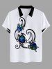 Tenue de Plage Grande Taille à Manches Longues Imprimé Floral et Tortue Assortis pour Femmes - Blanc 