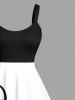 Tenue de Plage Grande Taille à Manches Longues Imprimé Floral et Tortue Assortis pour Femmes - Blanc 