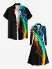 Plus Size Colorful Ombre Smoke Print Zipper A Line Dress -  