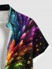 Chemise Branchée Etoile Smocké Colorée Imprimée avec Poche de Grande Taille pour Homme - Noir XL