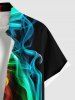 Chemise à poches boutonnées grande taille pour homme, imprimé ombré coloré et fumé - Noir 4XL